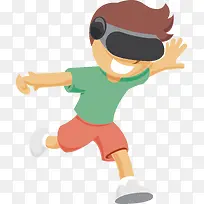 奔跑男孩虚拟现实运动中的人物矢
