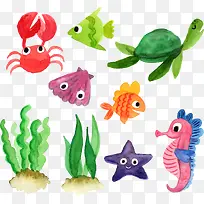 矢量手绘海洋动物插画