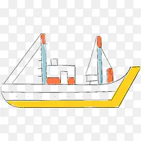 手绘轮船矢量图