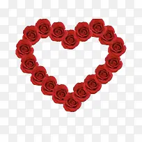 红色玫瑰花拼凑成爱心