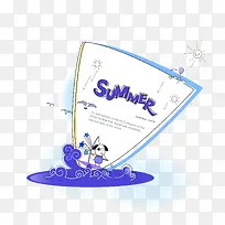 夏天帆船海报背景矢量图