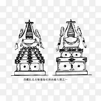 西藏扎达古格遗址红庙内壁八塔