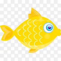 大眼睛黄色小鱼手绘图