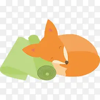 矢量图睡觉的橙色小狐狸