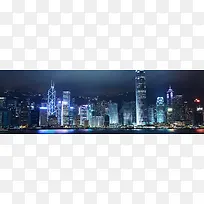 唯美大气都市夜景建筑群海报背景