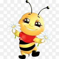 拿着鲜花的蜜蜂