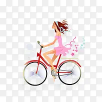 漂亮女孩骑自行车