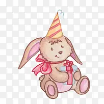 可爱兔子生日贺卡矢量