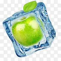 夏日冰块青色水果苹果