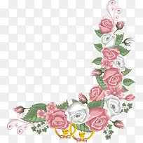 手绘粉白色玫瑰边框