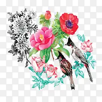 鸟儿与花朵