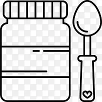 婴儿食品瓶和勺子图标