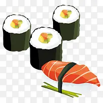 矢量日本寿司和三文鱼