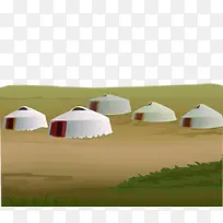 白色蒙古包蒙古草原