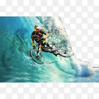 骑车冲浪创意图片