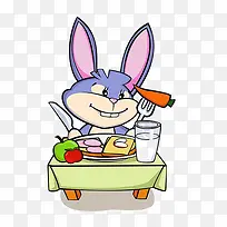 卡通兔子吃胡萝卜素材