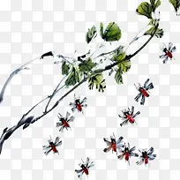 手绘水墨枯树枝