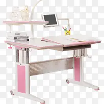 实物粉色儿童桌椅学习桌免抠