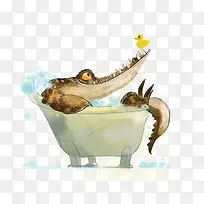 洗澡的鳄鱼