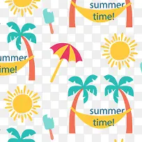 夏季太阳伞椰子树背景装饰