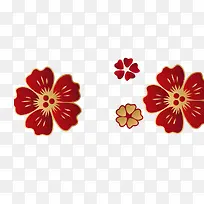 红色背景装饰手绘花朵