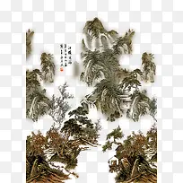 手绘古典素材古典图案 中国风山