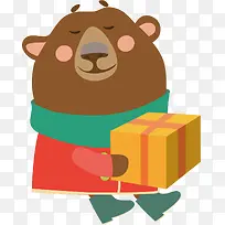 矢量图抱着礼物的小熊