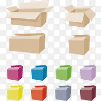 彩色纸箱纸盒矢量图