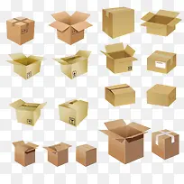 立体纸箱和常见纸箱标志矢量素材