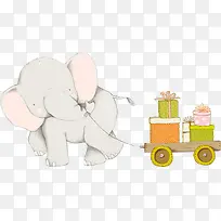 可爱拖车小象