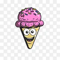 卡通锥奶油表情符号冰蛋卷冰淇凌