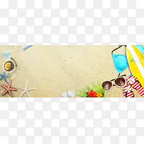 沙滩清新背景banner