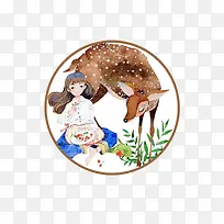 小鹿少女组合装饰图片