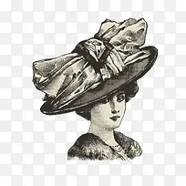 戴着礼帽的女人画像