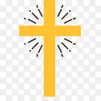 黄色发光矢量十字架