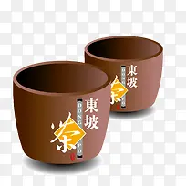 中国紫砂茶杯矢量图