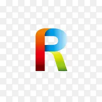 卡通渐变色字母R免抠素材