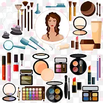 装饰一堆化妆品和化妆工具