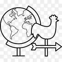 Rooster Weather Vane和地球图标