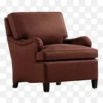 复古棕色布艺单人沙发