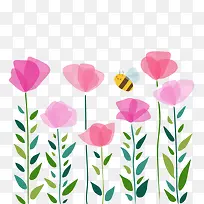 矢量花卉与蜜蜂