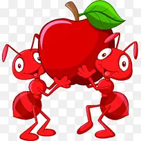 卡通蚂蚁搬苹果