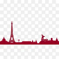 红色法国巴黎铁塔