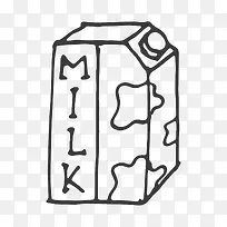 手绘线条食物牛奶盒