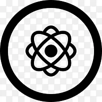 原子在圆形按钮图标