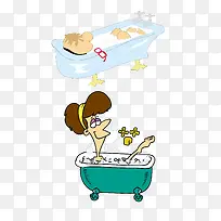 漫画浴缸泡澡