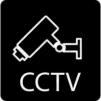 监控摄像头的轮廓在广场与央视字母图标