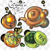 美味绿茶插画矢量素材下载