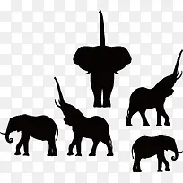 矢量古代图腾埃及大象动作