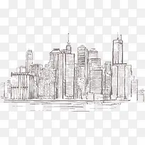 手绘曼哈顿城市建筑